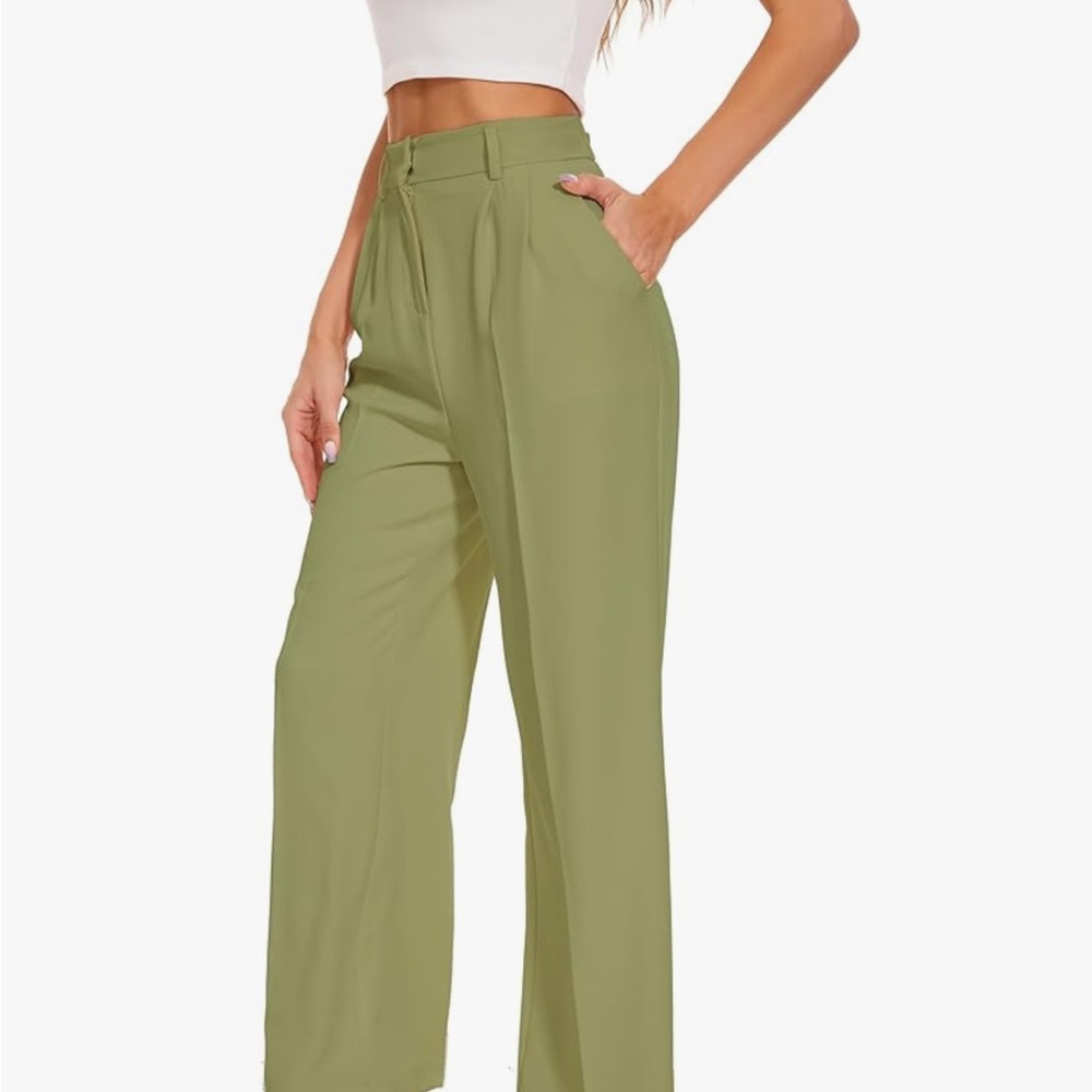 Green Women's High-Waisted Pants